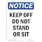 Signmission OSHA Notice, 7" Height, Keep Off Do Not Stand Or Sit Sign, 7" X 5", Portrait OS-NS-D-57-V-13817 - alternate 1
